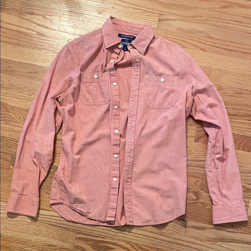 Old Navy Men's Casual Salmon Button-Down Shirt